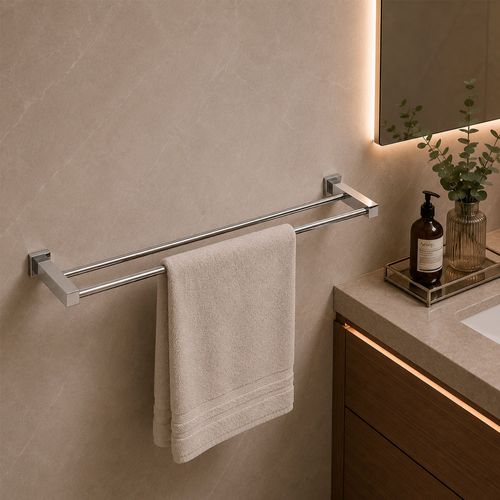 Toalheiro Duplo Bari 450mm Cromado Metalworks